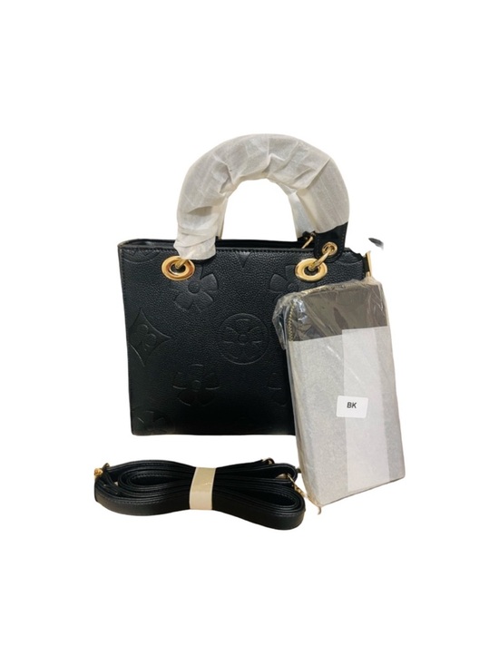 unbranded Handbags - Black Embossed FAUX Leather Satchel with Wallet FINAL PRICE DROP